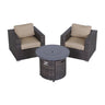 Rattan Patio Set With Comfortable Cushions And Fire Pit