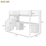 Loft Bed Frame With Built In Desk And Double Storage Drawers