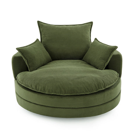 360° Swivel Accent Barrel Chair With Dual Layer Cushion And 3 Removable Pillows