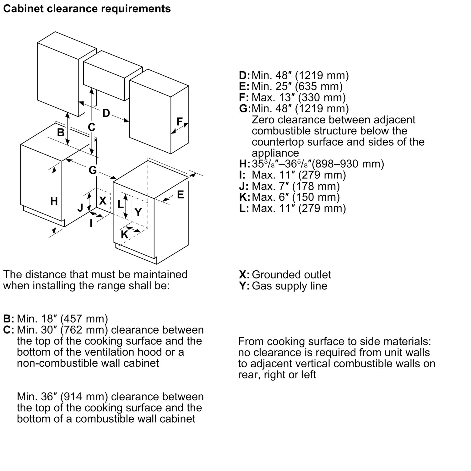 Bosch HDS8857UC additional niche dimensions line drawing