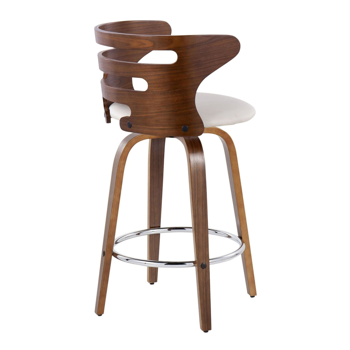 Cosi - Fixed-Height Swivel Barstool (Set of 2) - Walnut Frame