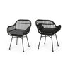 Outdoor Rattan Accent Chair With Metal Legs