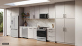 Bosch HEF3050MU electric slide-in range installed in kitchen angled view