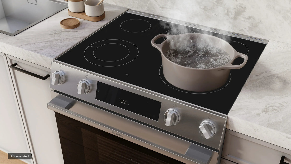 Bosch HEF3050MU ceramic glass cooktop cooking zone close up