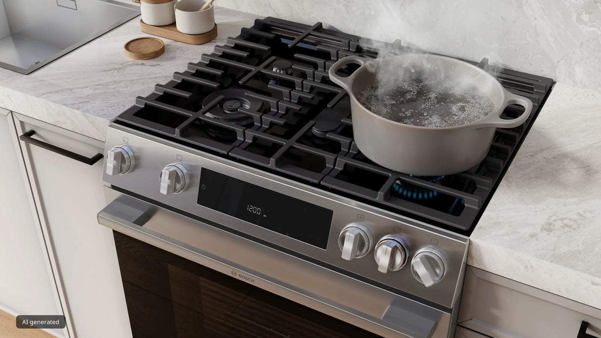 Bosch HGF3050MUC sealed burner cooktop cooking zone close up