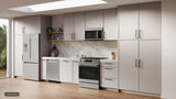 Bosch HGF3050MUC gas slide-in range installed in kitchen angled view
