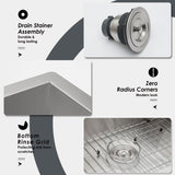 Modern Style Undermount Sink With Stainless Steel, Deep Single Bowl