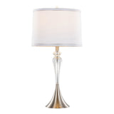 Ashland - 28" Crystal Table Lamp (Set of 2) - Clear Crystal, Brushed Nickel And White Linen Shade With Silver Trim from Grandview Gallery