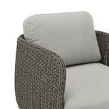Amira - Outdoor Woven Rattan 360-Swivel Lounge Chair With Aluminum Frame And Mist Gray Cushions - Light Gray / Deep Bronze