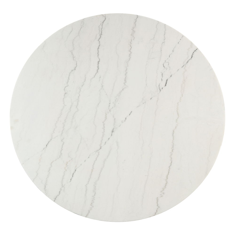 Edwyn - Round Dining Table - White Natural Marble Top & Espresso