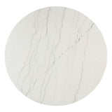 Edwyn - Round Dining Table - White Natural Marble Top & Espresso