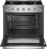 Bosch HDS5657U dual fuel range angled view