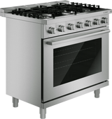 Bosch HDS5657U dual fuel range cooktop detail