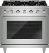 Bosch HDS5657U 36 Inch Dual Fuel Range stainless steel front view