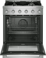 Bosch HDS5057U dual fuel range angled view