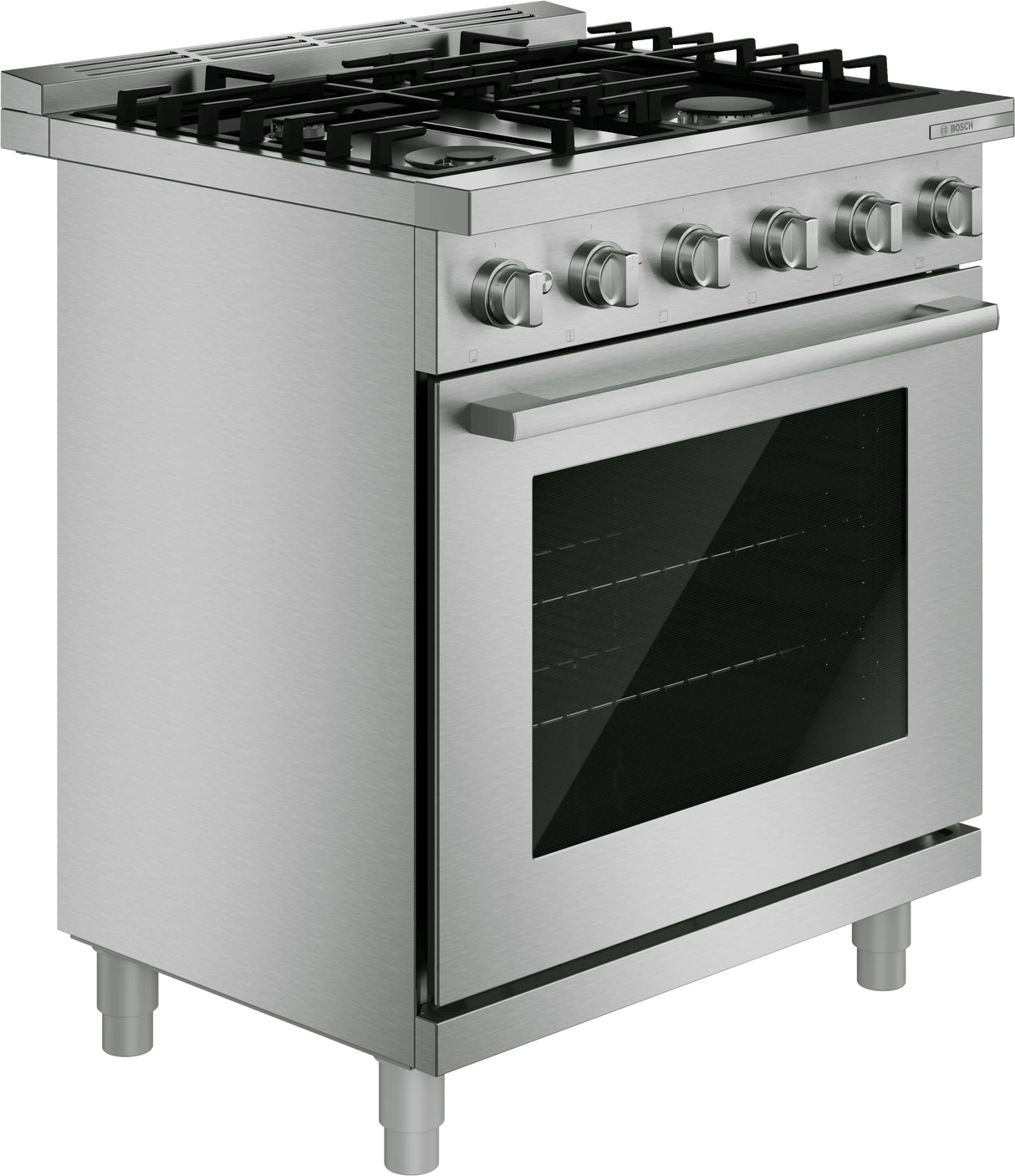 Bosch HDS5057U dual fuel range cooktop detail
