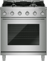 Bosch HDS5057U 30 Inch Dual Fuel Range stainless steel front view