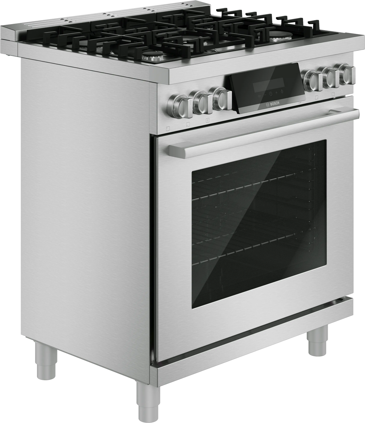 Bosch HDS8057U dual fuel range cooktop detail