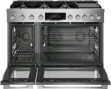 Bosch HDS8857UC dual fuel range angled view