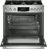 Bosch HDS8657U dual fuel range angled view
