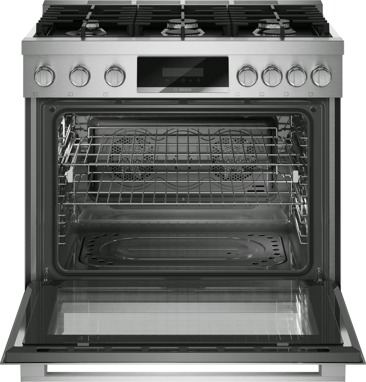 Bosch HGS8657UC gas range angled view
