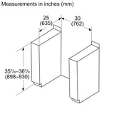 Bosch HIS8057U induction range niche dimensions line drawing
