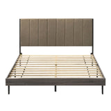 Valdemar - Queen Bed - Brown Fabric & Weathered Gray
