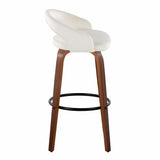 Grotto - Upholstered Fixed-Height Barstool (Set of 2) - Walnut Wood