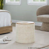Tahoe - Wood Ottoman - Beige Wool, Mango Wood
