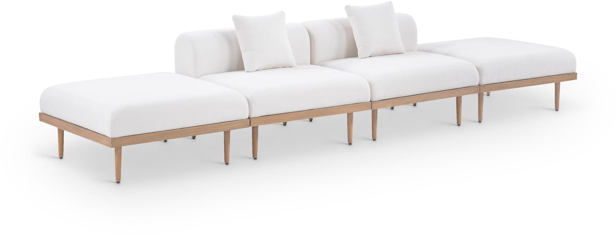 Laguna - 4 Piece 142" Outdoor Patio Armless Modular Sofa With 2 Backless Seats