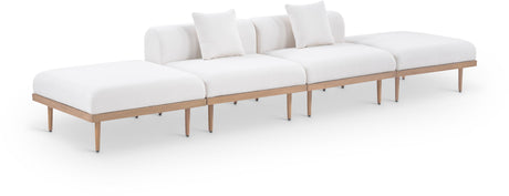 Laguna - 4 Piece 142" Outdoor Patio Armless Modular Sofa With 2 Backless Seats