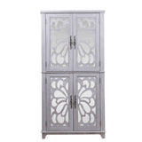 Modern Sideboard Buffet With 4 Mirrored Doors, Adjustable Shelves