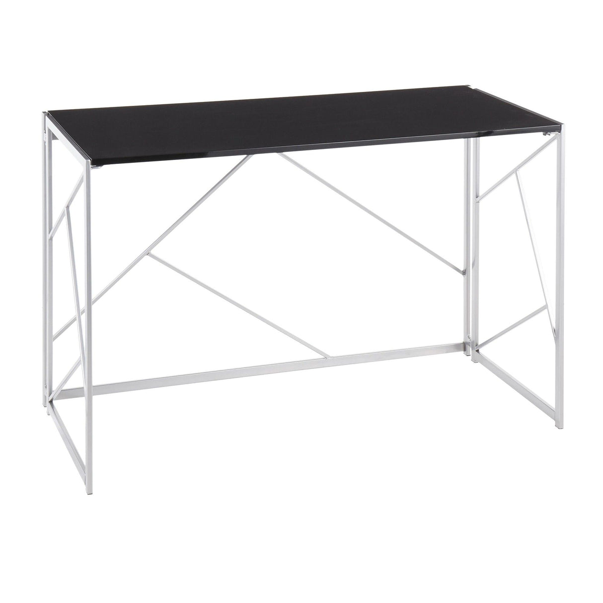 Folia - Contemporary Desk - Silver Metal And Black Wood