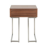Roman - End Table - Walnut Wood And Stainless Steel