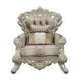 Sorina - Chair With 2 Pillows - Velvet, Fabric & Antique Gold
