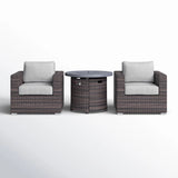Rattan Patio Set With Comfortable Cushions And Fire Pit