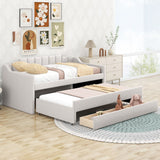 Upholstered Simple Design Daybed With Trundle And 3 Drawers