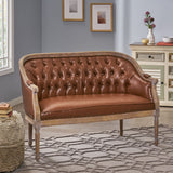 French Country Chesterfield Style Tufted Loveseat