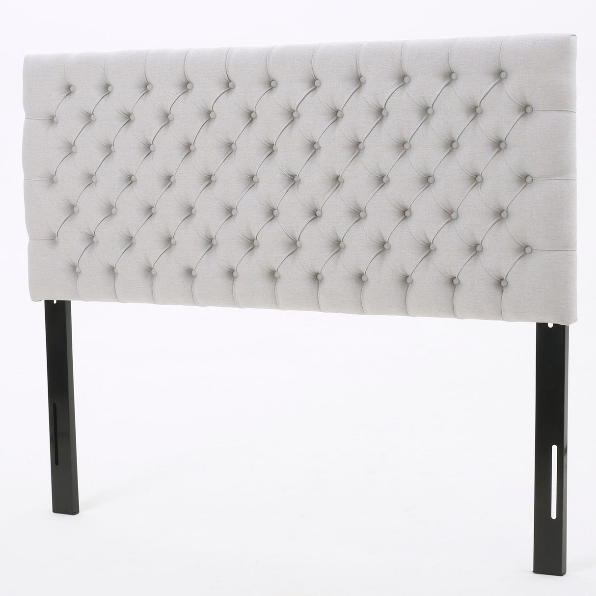 Queen Size Headboard With Button Tufting - Light Gray