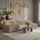Rummi - Armless Velvet Performance Fabric Upholstered 4 Piece Modular Sofa