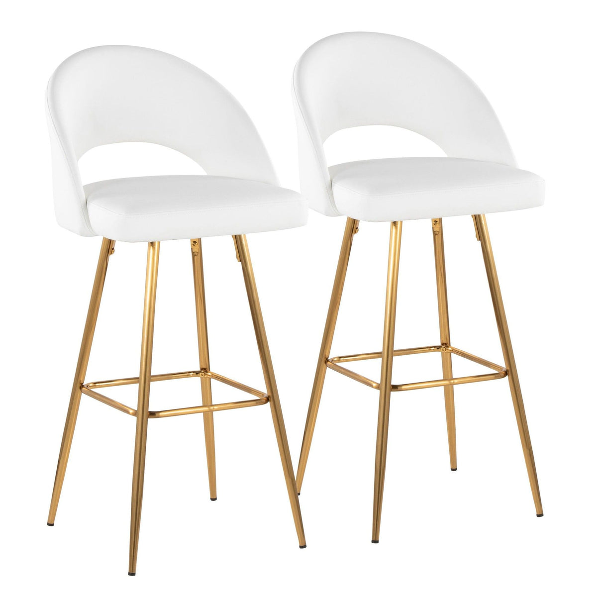 Renee - Upholstered Fixed-Height Barstool (Set of 2) - Gold Base