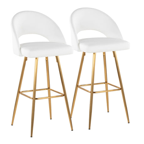 Renee - Upholstered Fixed-Height Barstool (Set of 2) - Gold Base
