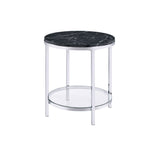 Virlana - Faux Marble Top End Table - Black / Chrome