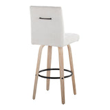 Hannah - 30" Fixed-Height Barstool With Swivel And Round Black Metal Footrest (Set of 2) - Whitewashed Wood