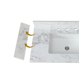 Engineered Marble Stone Bathroom Sink Side Splash - Bianco Carrara Wenato