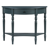 Half Moon Console Table With Drawer & Shelf