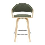 Daxton - Swivel Counter Height Round Back Wood Bar Stool With Faux Leather Seat