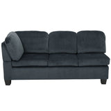 Modern L Shaped Fabric Sectional Sofa With Tufted Detail - Charcoal