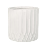 Planter With Subtle Pleated Design - Antique White