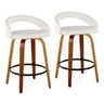 Grotto - 32.5" Upholstered Fixed-Height Counter Stool (Set of 2) - Walnut Wood Base